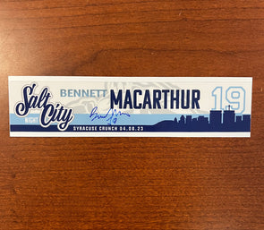 #19 Bennett MacArthur Signed Salt City Night Nameplate - April 8, 2023