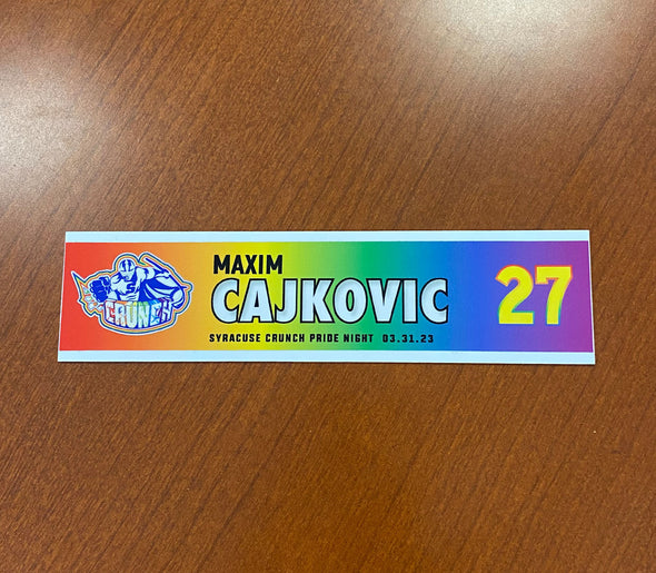 #27 Maxim Cajkovic Alternate Pride Night Nameplate - March 31, 2023