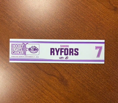 #7 Simon Ryfors Hockey Fights Cancer Nameplate - November 27, 2021
