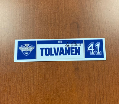 #41 Atte Tolvanen Home Nameplate - 2019 Calder Cup Playoffs SIGNED