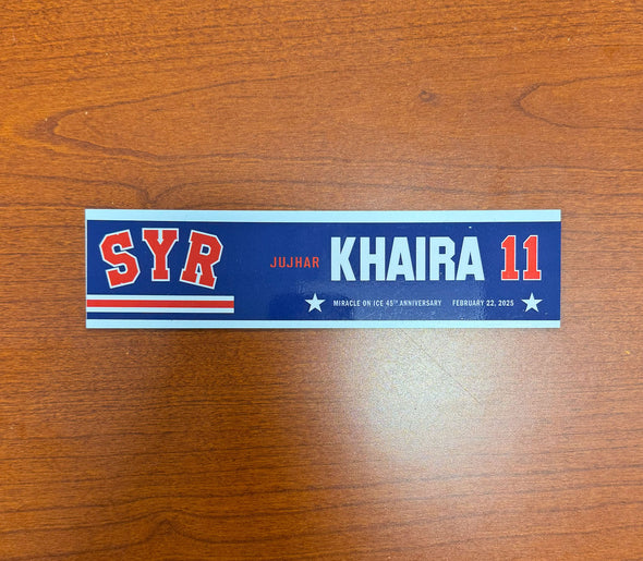 #11 Jujhar Khaira 45th Anniversary Miracle on Ice Nameplate - February 22, 2025