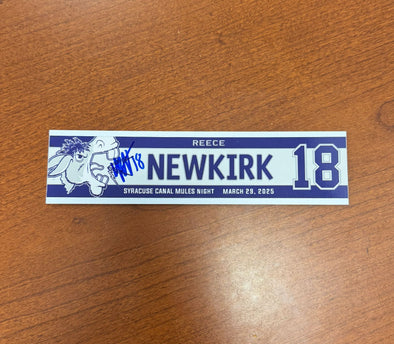 Signed #18 Reece Newkirk Syracuse Canal Mules Nameplate - March 29, 2025