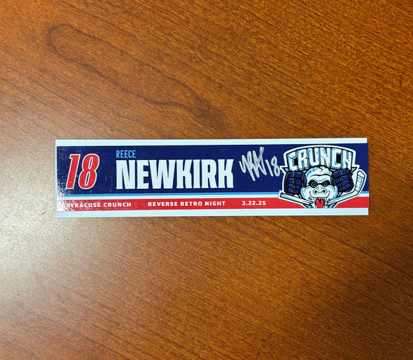 Signed #18 Reece Newkirk Reverse Retro Nameplate - March 22, 2025