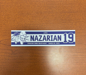 #19 Ara Nazarian Syracuse Canal Mules Nameplate - March 29, 2025