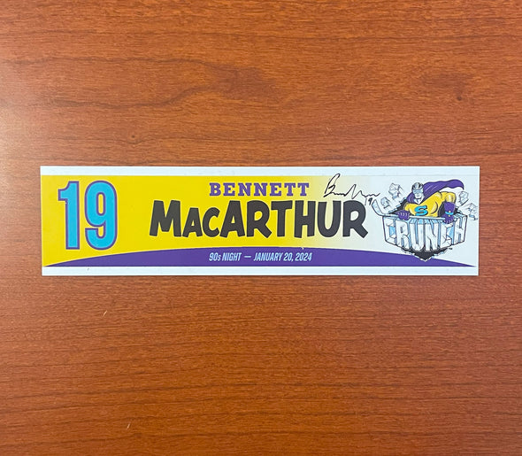 Signed #19 Bennett MacArthur 90s Night Nameplate - 2023-24 Season
