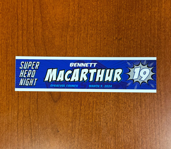 #19 Bennett Macarthur Superhero Night Nameplate