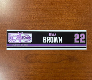 #22 Logan Brown Hockey Fights Cancer Nameplate - November 24, 2023