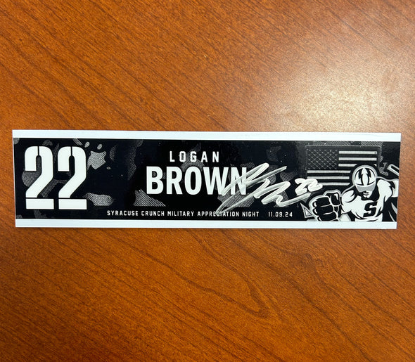 #22 Logan Brown signed Military Appreciation Nameplate - November 9, 2024