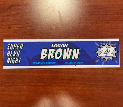 #22 Logan Brown Super Hero Night Nameplate
