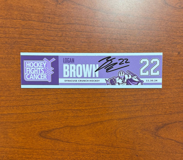 Signed #22 Logan Brown Hockey Fights Cancer Nameplate - November 30, 2024