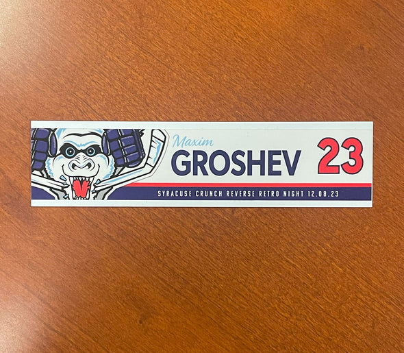 #23 Maxim Groshev White Reverse Retro Nameplate - 2023-24 Season