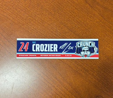 Signed #24 Max Crozier Reverse Retro Nameplate - March 22, 2025