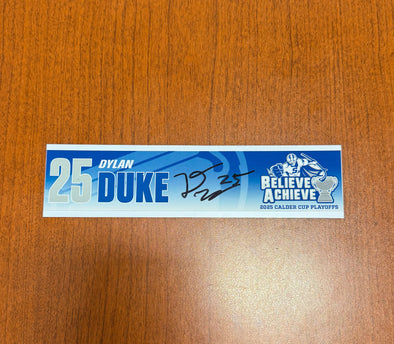 Signed #25 Dylan Duke Calder Cup Playoffs Nameplate - 2025