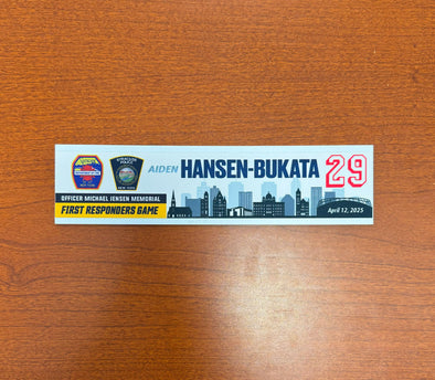 #29 Aiden Hansen-Bukata First Responders Game Nameplate - April 12, 2025