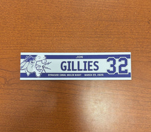#32 Jon Gillies Syracuse Canal Mules Nameplate - March 29, 2025