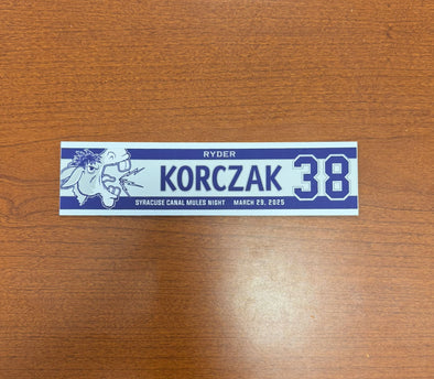 #38 Ryder Korczak Syracuse Canal Mules Nameplate - March 29, 2025