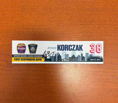 Signed #38 Ryder Korczak First Responders Game Nameplate - April 12, 2025