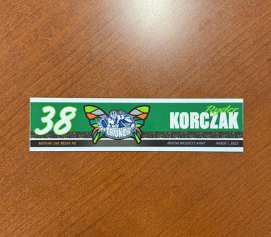 #38 Ryder Korczak Mental Wellness Night Nameplate - March 1, 2025