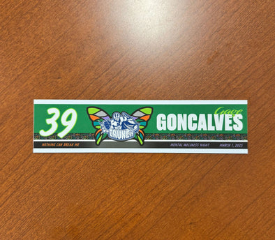 #39 Gage Goncalves Mental Wellness Night Nameplate - March 1, 2025