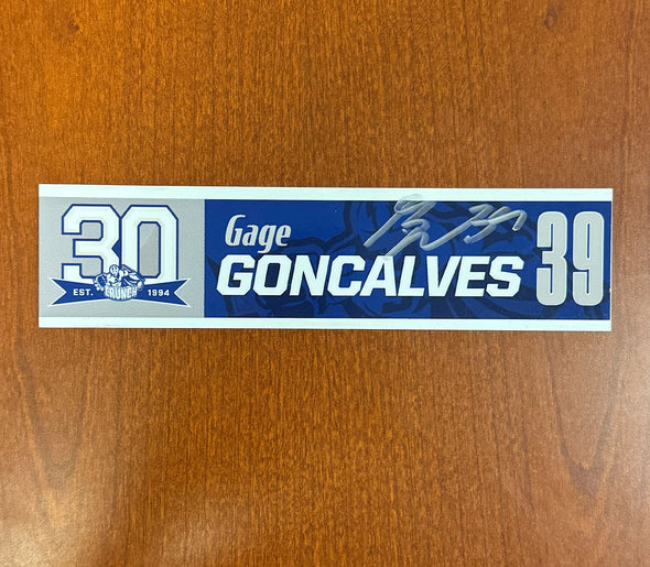 Signed #39 Gage Goncalves 30th Nameplate 2023-24