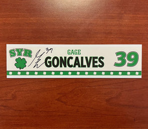 #39 Gage Goncalves Signed St. Patricks Day Nameplate
