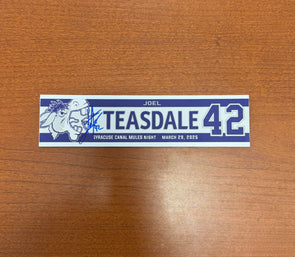 Signed #42 Joel Teasdale Syracuse Canal Mules Nameplate - March 29, 2025