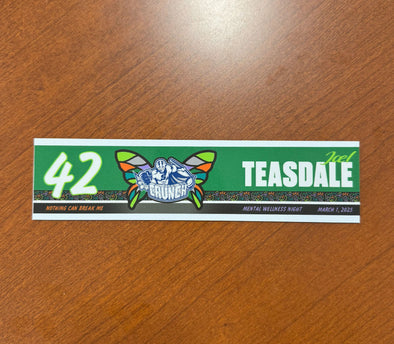 #42 Joel Teasdale Mental Wellness Night Nameplate - March 1, 2025