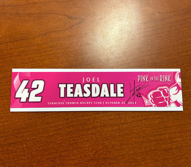 Signed #42 Joel Teasdale - 2024-25 Pink in the Rink Nameplate