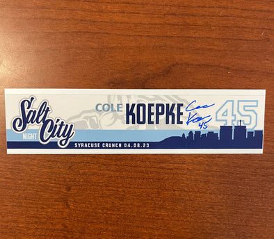 #45 Cole Koepke Signed Salt City Night Nameplate - April 8, 2023