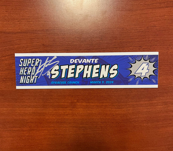 #4 Devante Stephens Signed Super Hero Night Nameplate