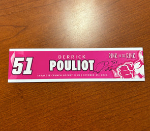 Signed #51 Derrick Pouliot - 2024-25 Pink in the Rink Nameplate