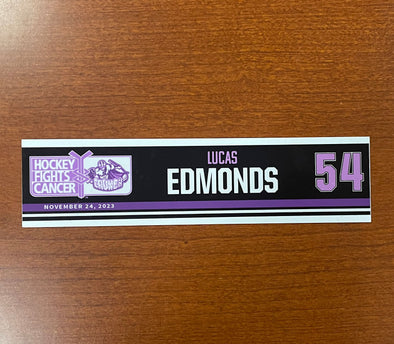 #54 Lucas Edmonds Hockey Fights Cancer Nameplate - November 24, 2023