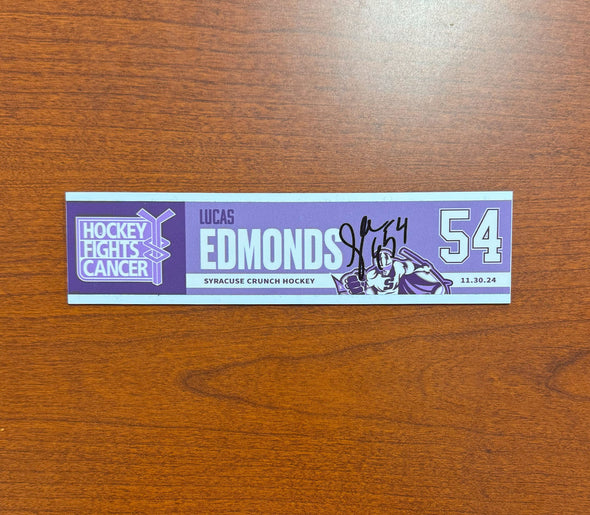 Signed #54 Lucas Edmonds Hockey Fights Cancer Nameplate - November 30, 2024