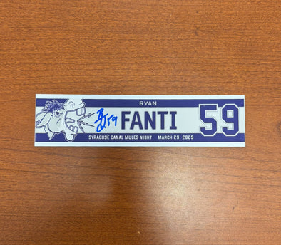 Signed #59 Ryan Fanti Syracuse Canal Mules Nameplate - March 29, 2025