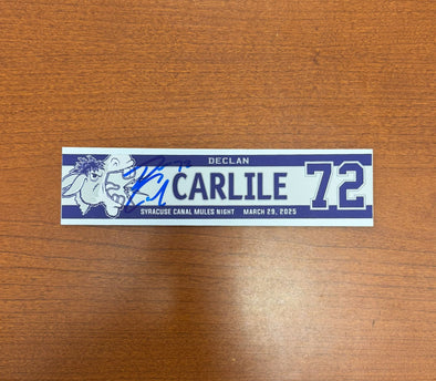 Signed #72 Declan Carlile Syracuse Canal Mules Nameplate - March 29, 2025