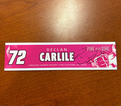 Signed #72 Declan Carlile - 2024-25 Pink in the Rink Nameplate