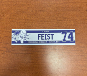 #74 Tyson Feist Syracuse Canal Mules Nameplate - March 29, 2025
