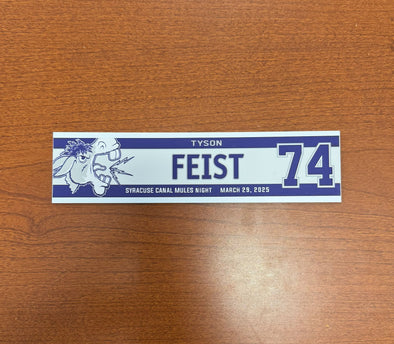 #74 Tyson Feist Syracuse Canal Mules Nameplate - March 29, 2025