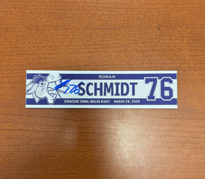 Signed #76 Roman Schmidt Syracuse Canal Mules Nameplate - March 29, 2025
