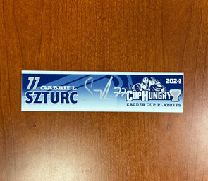 Signed #77 Gabriel Szturc Calder Cup Playoffs Nameplate - 2024