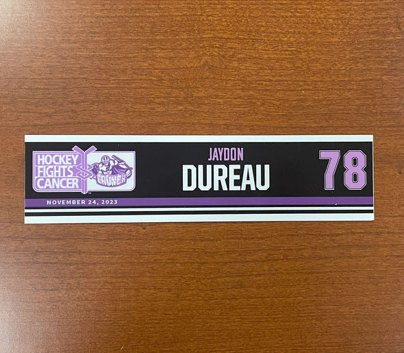 #78 Jaydon Dureau Hockey Fights Cancer Nameplate - November 24, 2023