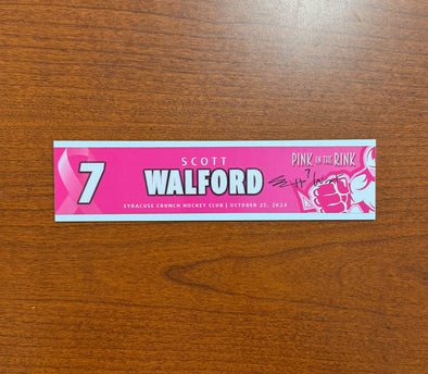 Signed #7 Scott Walford 2024-25 Pink in the Rink Nameplate