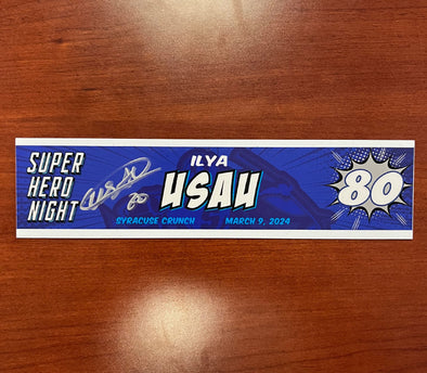 #80 Ilya Usau Signed Super Hero Night Nameplate