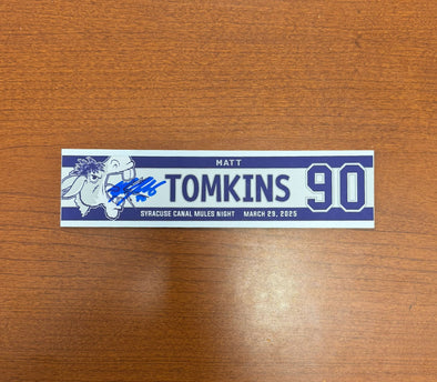Signed #90 Matt Tomkins Syracuse Canal Mules Nameplate - March 29, 2025
