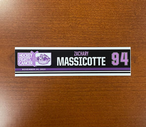 #94 Zachary Massicotte Hockey Fights Cancer Nameplate - November 24, 2023