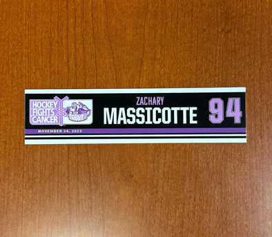 #94 Zachary Massicotte Hockey Fights Cancer Nameplate - November 24, 2023