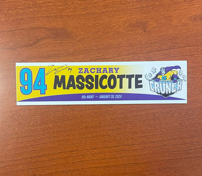 Signed #94 Zachary Massicotte 90s Night Nameplate - 2023-24 Season
