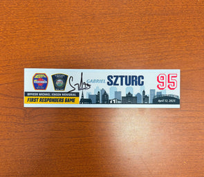 Signed #95 Gabriel Szturc First Responders Game Nameplate - April 12, 2025