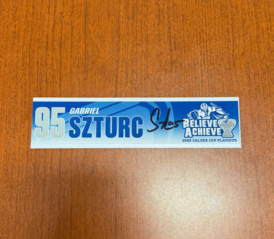 Signed #95 Gabriel Szturc Calder Cup Playoffs Nameplate - 2025