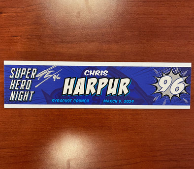 #96 Chris Harpur Signed Super Hero Night Nameplate